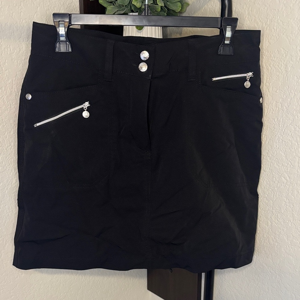 Daily Sports Black Mini Skirt with Silver Zippers